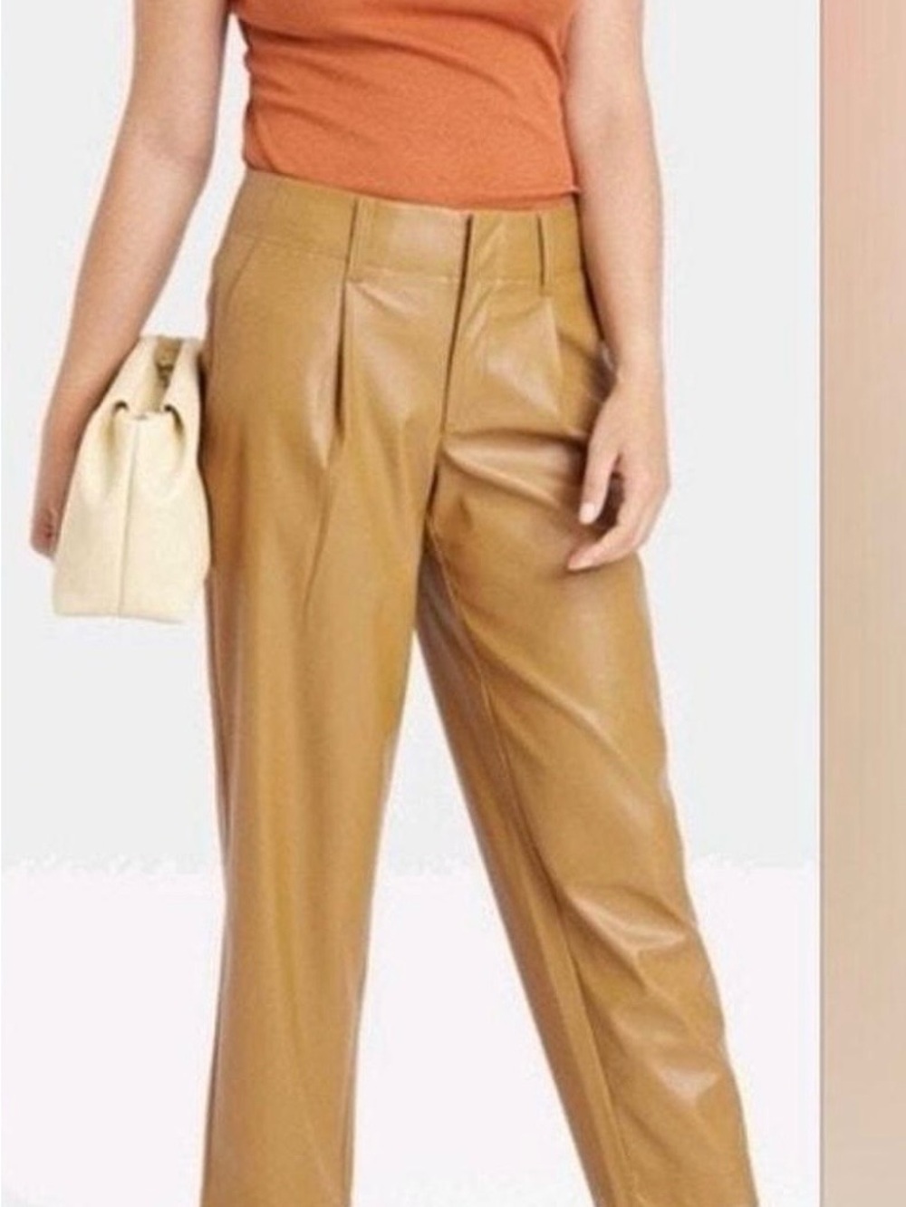 a new day Camel Faux Leather High-Waist Trousers